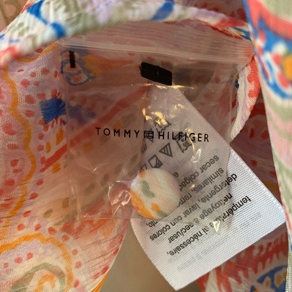 NWOT Tommy Hilfiger Peasant Blouse Lightweight Paisley Pastel Large Bohemian - Picture 11 of 12